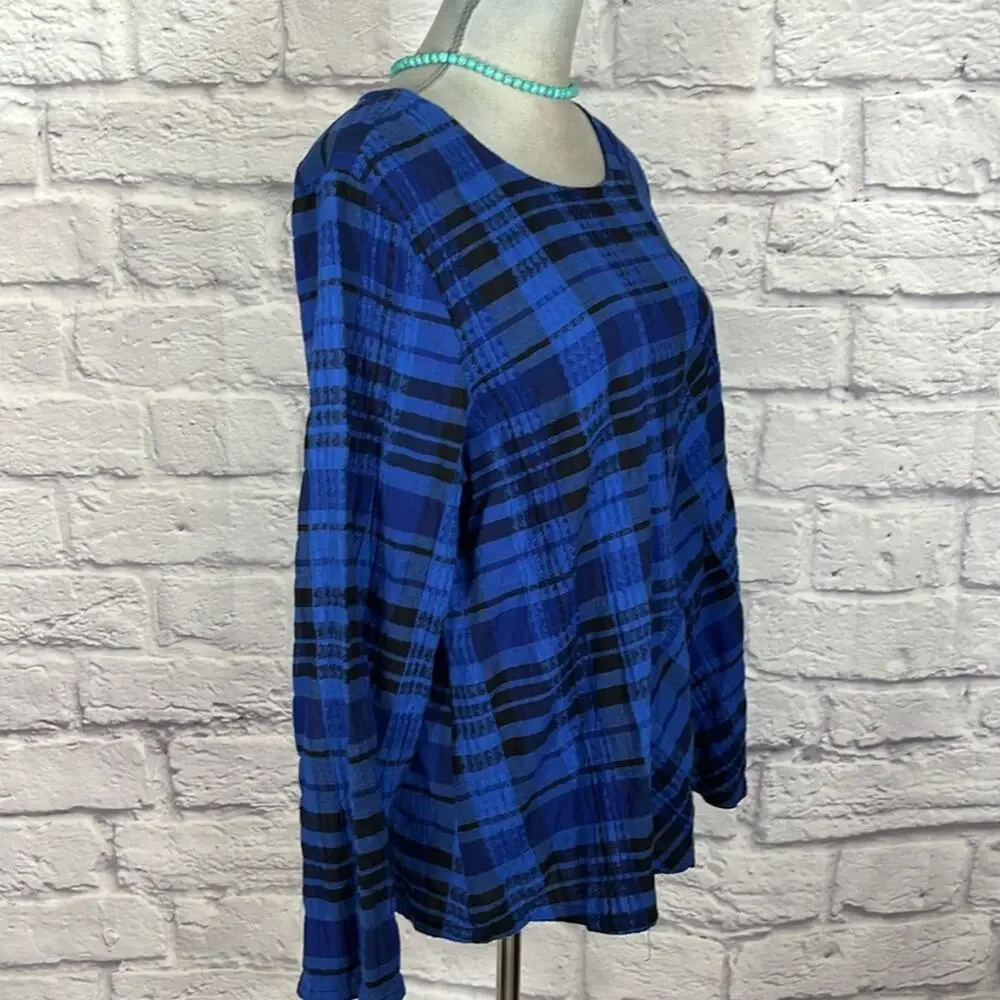 Habitat Blue Plaid Comfy Casual Blouse